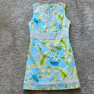 Lilly Pulitzer Blue and Yellow Floral Mini Dress